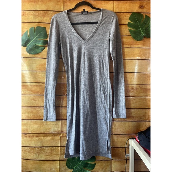 ARITZIA WILFRED FREE GRAY LONG SLEEVE V-NECK Dress Size A - Picture 1 of 4